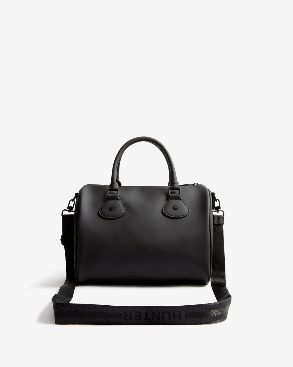 Displays the black 'Hunter' branded Women's Black Quinn City Hand Bag